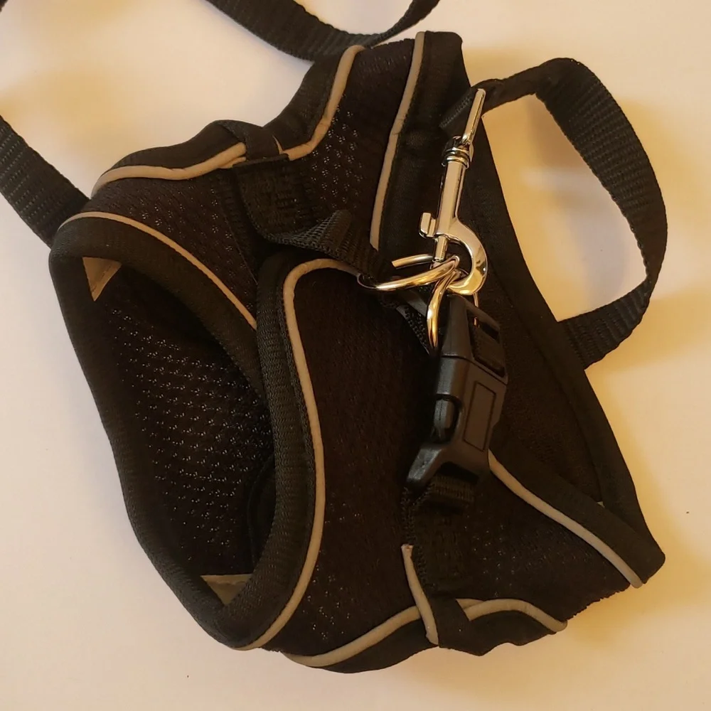 🤯3/$12 Black Leash w/ Harness Size XXS Rabbit Cat Small Dog